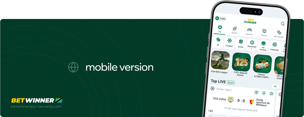 Mobile version Betwinner APP Tanzania